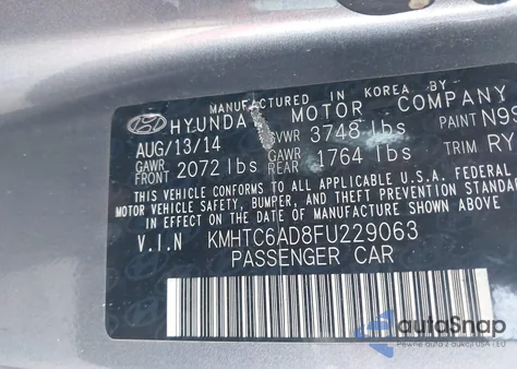 2015 Hyundai Veloster from USA, damaged, VIN KMHTC6AD8FU229063